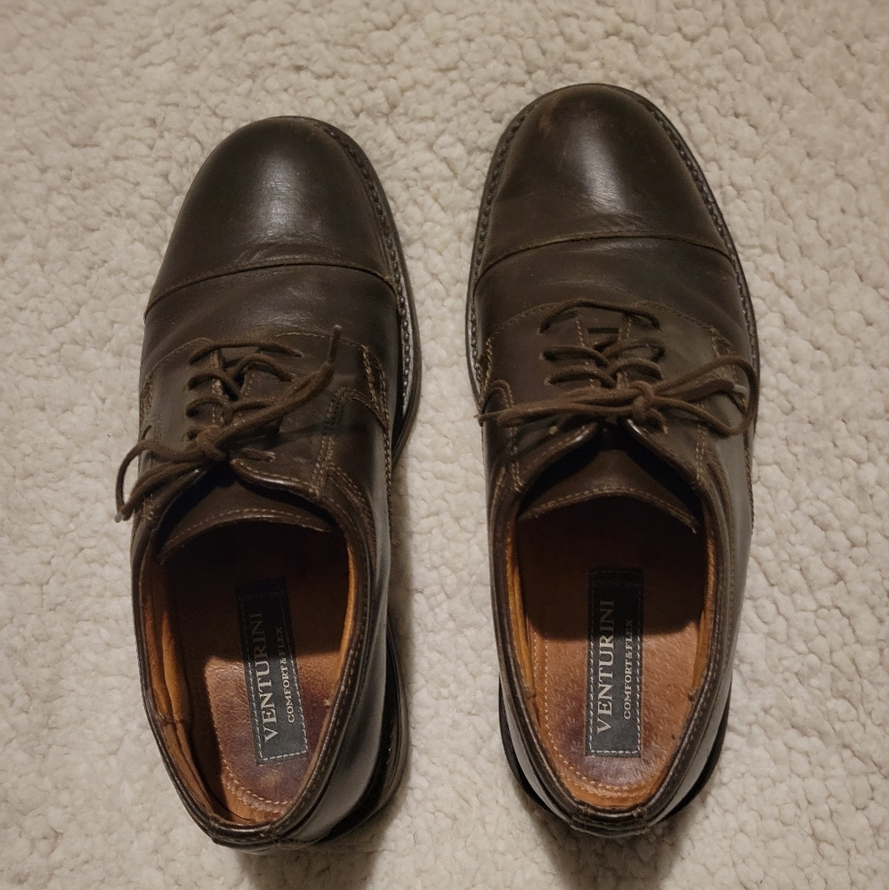 MENS VENTURINI COMFORT & FLEX LEATHER LOAFER SHOES BROWN SIZE 11.5